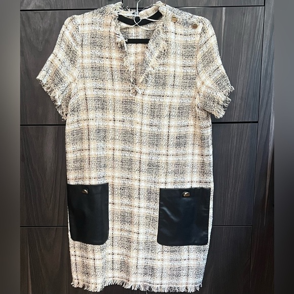 NWT Zara Plaid Tunic TWEED Dress With Pockets - Picture 1 of 6